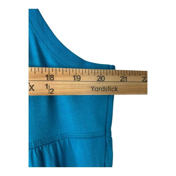Athleta Drop In Tiered Dress Womens 1X Blue Sleeveless Tank Button Front Midi - Picture 8 of 11